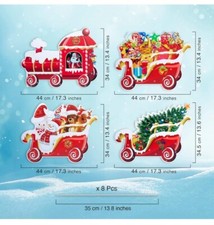 4 Pieces Christmas Outdoor Decorations Train Lawn Sign Gingerbread Santa.