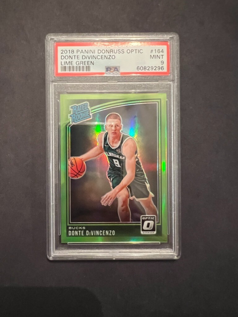 2018-19 Optic Donte DiVincenzo Rookie Lime Green Prizm /149 PSA 9 - Wolves