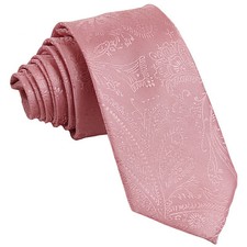 New Men's Polyester Woven Neck Tie necktie only pink paisley prom wedding formal