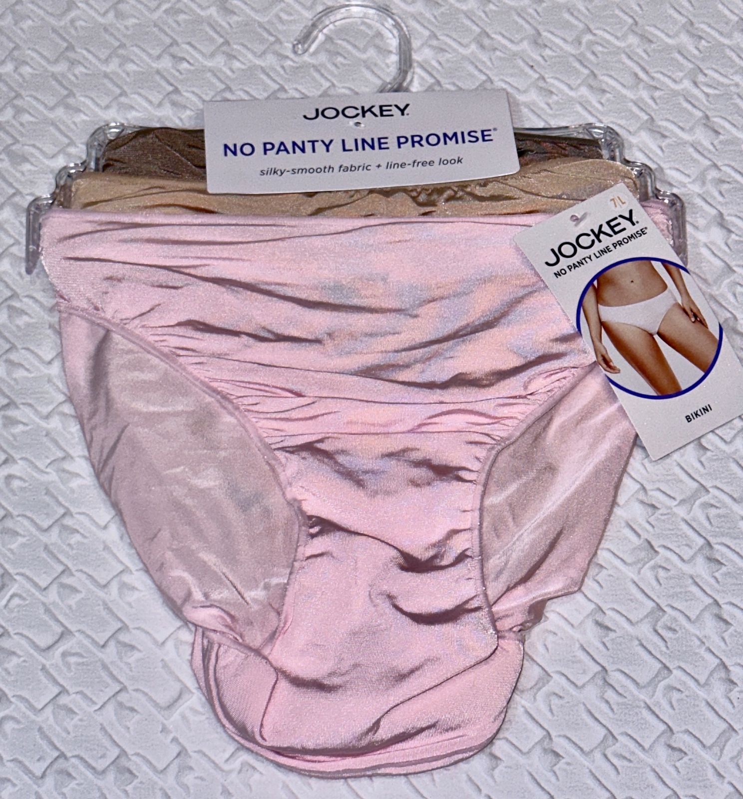 JOCKEY No Panty Line Promise 3 Pack Pink Nude Taupe Bikini Panty Womens