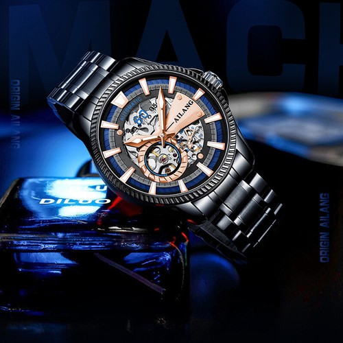 AILANG Men's Watch Fashion Hollow Automatic Mechanical Wristwatches Waterproof - Picture 3 of 12