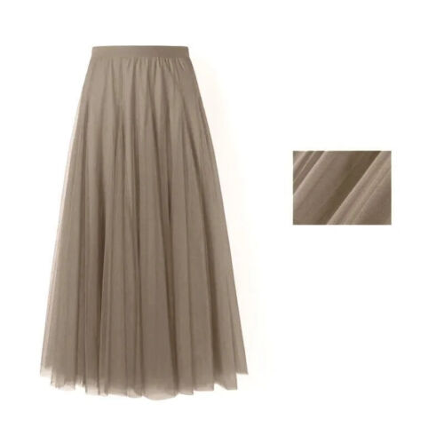 Damen Plissee Midi Rock Damen Elastisch Hohe Taille Netz Rock A-Linie Röcke - Bild 7 von 53