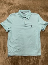 Nautica Performance Deck Shirt Classic Fit Men's Polo Shirt Size Large Blue