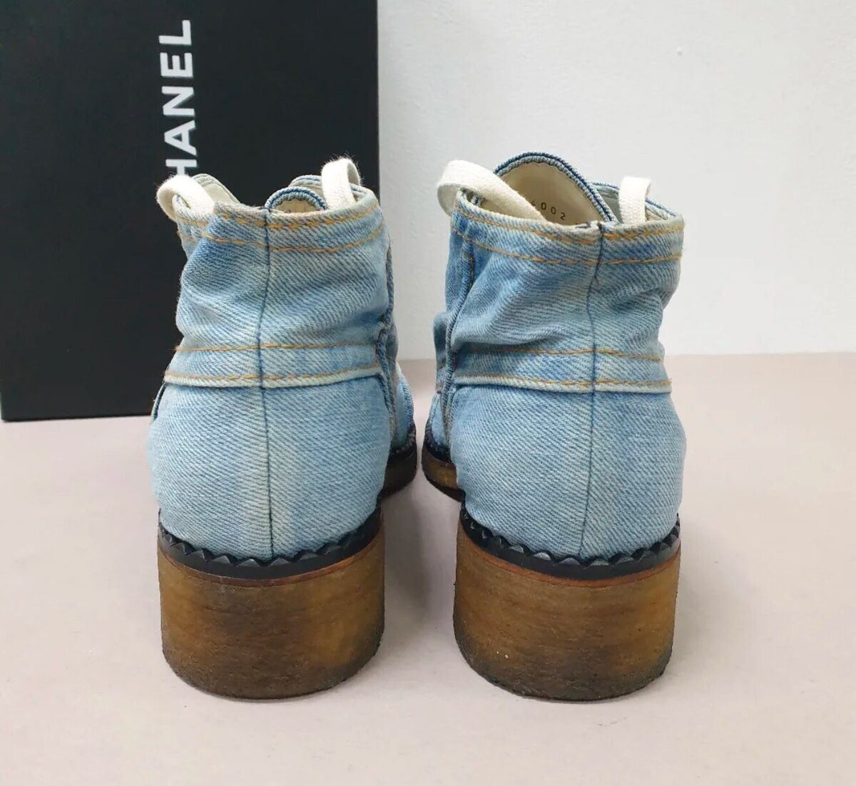 Chanel Denim Lace Up Boots Sz.40 | eBay Chanel Denim Lace Up Boots Sz.40 | eBay