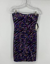 As U Wish Mini Dress Small Multicolor Sequin Strapless Bodycon Pull On NWT