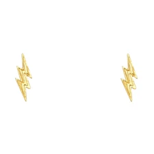 14k Gold Lightning Bolt Stud Earrings Thunder Earrings Flash Studs