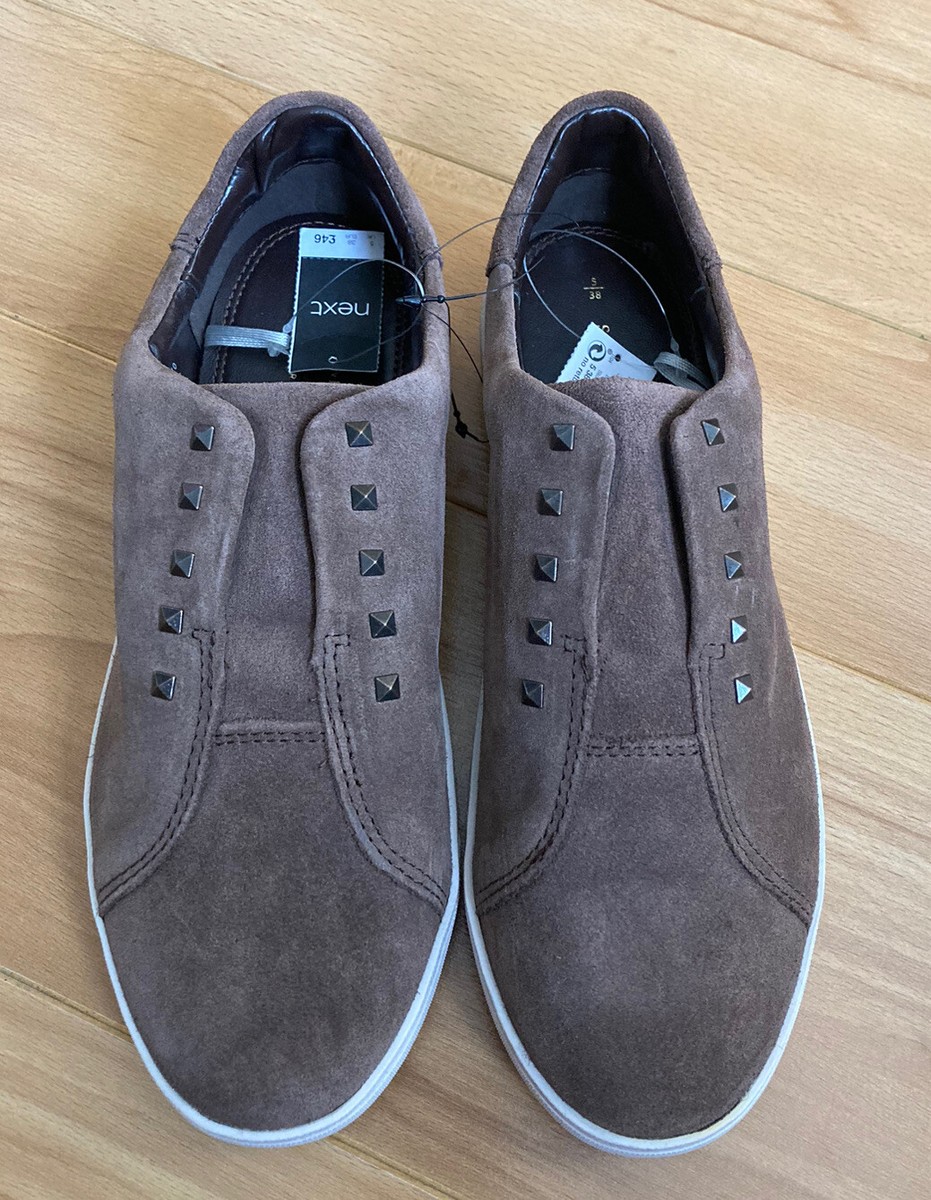 Ladies next signature kaki green suede leather upper trainers