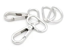 10 Sets Silver Snap Hooks Lobster Clasp Swivel Push Gate Fashion Clips with D...
