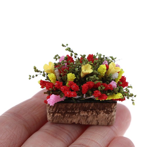 1/12 Dollhouse miniature multicolor flower bush with wood Y=y= - Picture 8 of 8