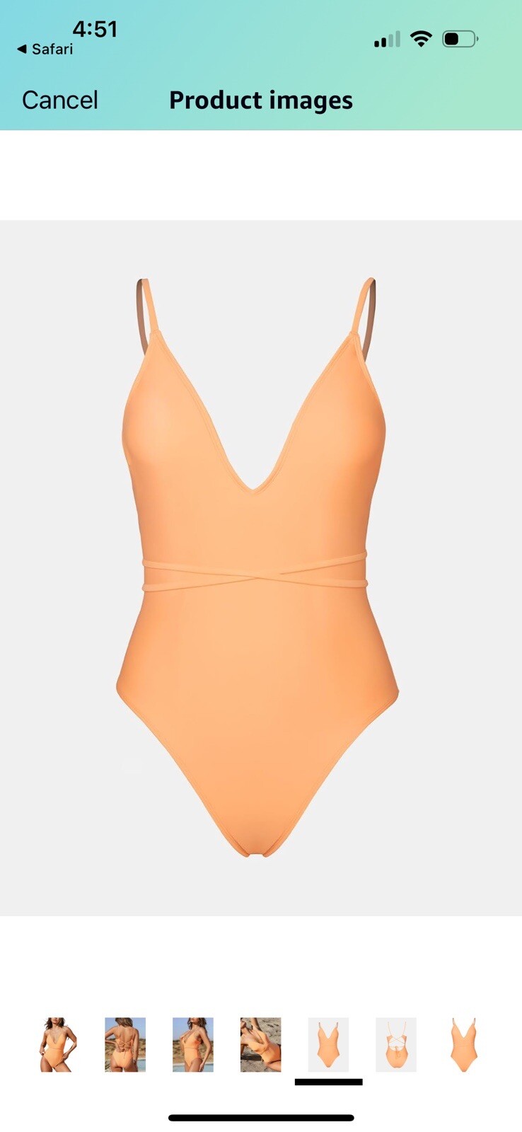 CUPSHE Women's Plunge V Orange Criss Cross One Piece Swimsuit Size Small NWT