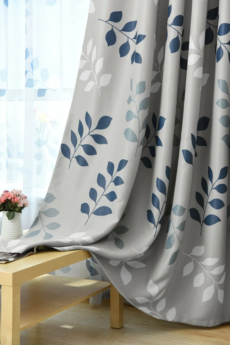 Thermal Blackout Curtains Leaf Pattern