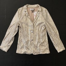 New Gigi Moda Seguna Women Gold Sequin Blazer Jacket Size Xs Italy Formal