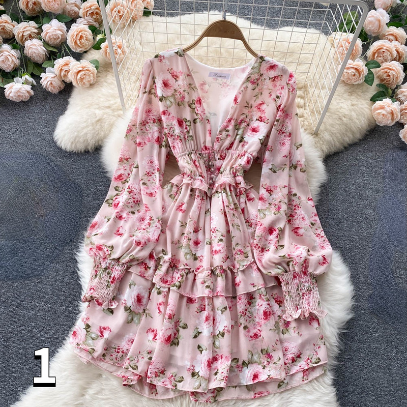 knee length dresses for ladies Girsl Ruffle Floral Dress main image 1