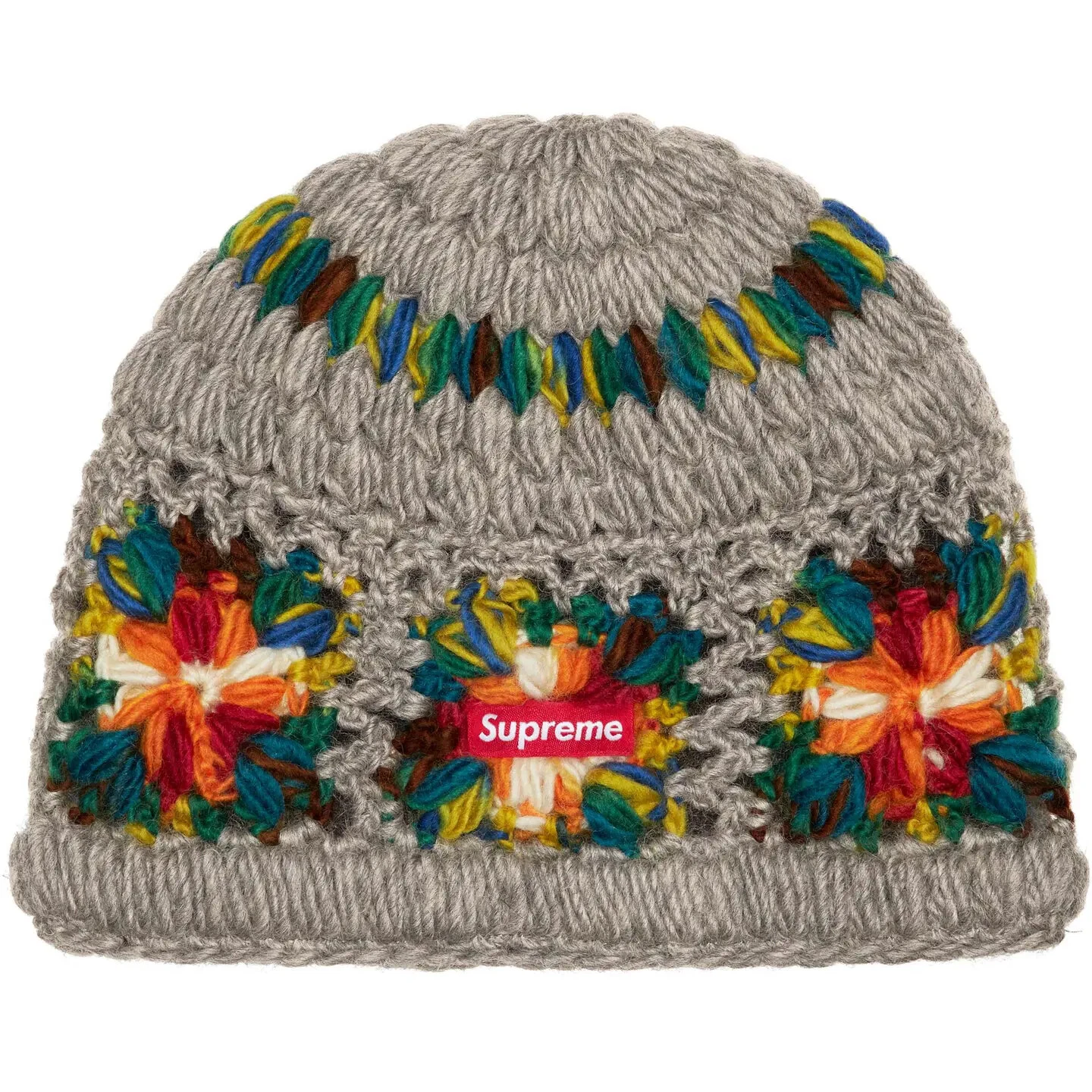 Bonnet gris au crochet suprême