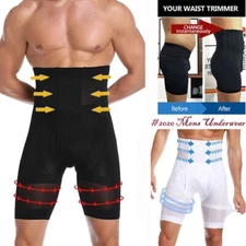 Men Compression High Waist Boxer Shorts Tummy Slim Body Shaper Girdles Pants US