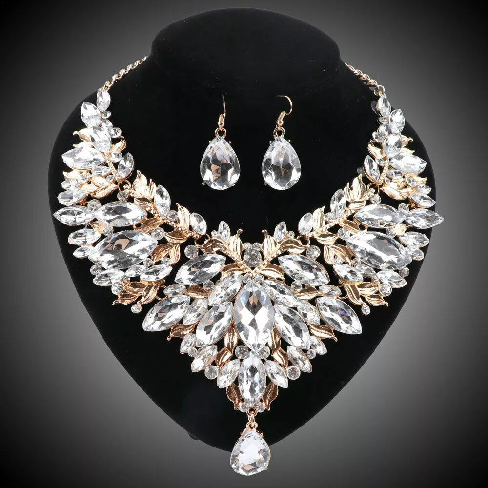 Gold rhinestone hotsell jewelry sets