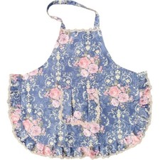 Lace Floral Print Apron Ruffle Waterproof Housewife Cafe Waitress Maid Cosplay