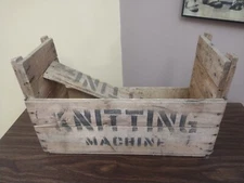 Vintage Original Sock knitting machine Auto Knitter Creelman wooden crate