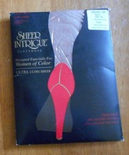 Vintage Intrigue Ultra Sheer Taupe Nylon Control Top Pantyhose Queen Plus Sz