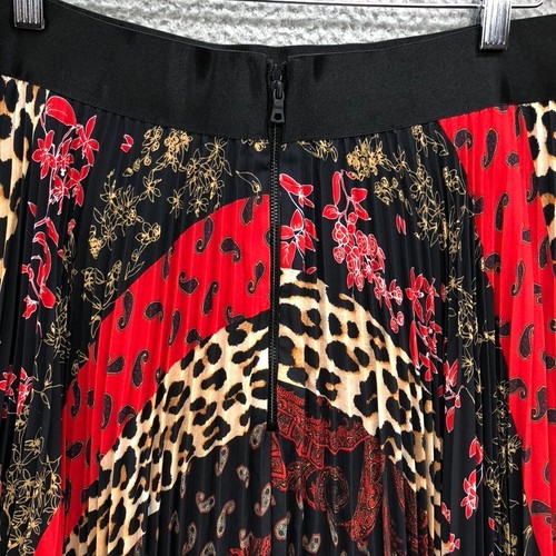 Alice + Olivia Katz Patchwork Floral Leopard Pleated Maxi Skirt Womens 12 Artsy - Picture 8 of 14
