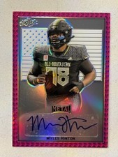 MYLES HINTON Eagles 2020 Leaf Army All-American Pink Metal Flag Auto # 6/10