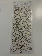 The Paper Studtio Stickers Gold Glitter Flourish Swirls New Swirls