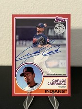 2018 Topps Series 1 CARLOS CARRASCO 1983 Retro AUTO Red Parallel  /25  INDIANS