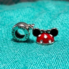 Genuine Pandora Silver Disney Parks Minnie Ear Hat Dangle Charm 792122ENMX