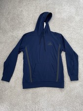 New Adidas Men  s Hoodie Medium Blue Climawarm Pullover Sweatshirt