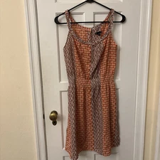 Womens  Gap Sleeveless Geometric Mini Sundress Orange, Brown & White S