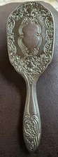 Antique Victorian Ornate Silverplate Hairbrush Repouss Vanity Brush 7.5