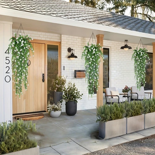 4Pcs Artificial Hanging Plants Fake Boston Ferns Wall Home Garden Outdoor Decor - Picture 21 of 34