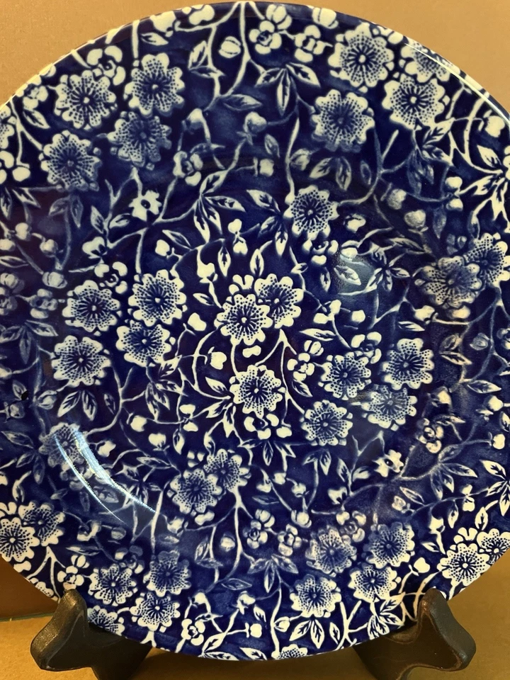 Set of 2 Dessert Plates Churchill England Blue Calico Pattern 7” - Image 2 of 4