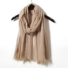 Solid Color Cotton Linen Scarf for Men Women Autumn Winter Warm Pashmina Sof