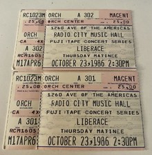 1986 Liberace Concert Ticket Stubs Radio City Music Hall New York