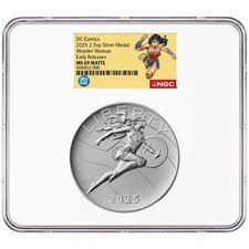 2025 Wonder Woman Dc Comics 2.5 Oz Silver Medal Ngc Ms69 Er Wonder Woman Label
