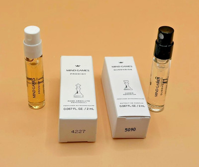 Mind Games 2pc Sample Lot Prodigy and Queenside Extrait De Parfum 2ml Spray