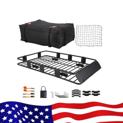 200 Lbs Capacity Car Roof Basket 64'' x 39'', Adjustable Rooftop Cargo Basket with