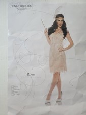 Underwraps Rose Fully Beaded Flapper Dress Adult Halloween Costume Large 1920's