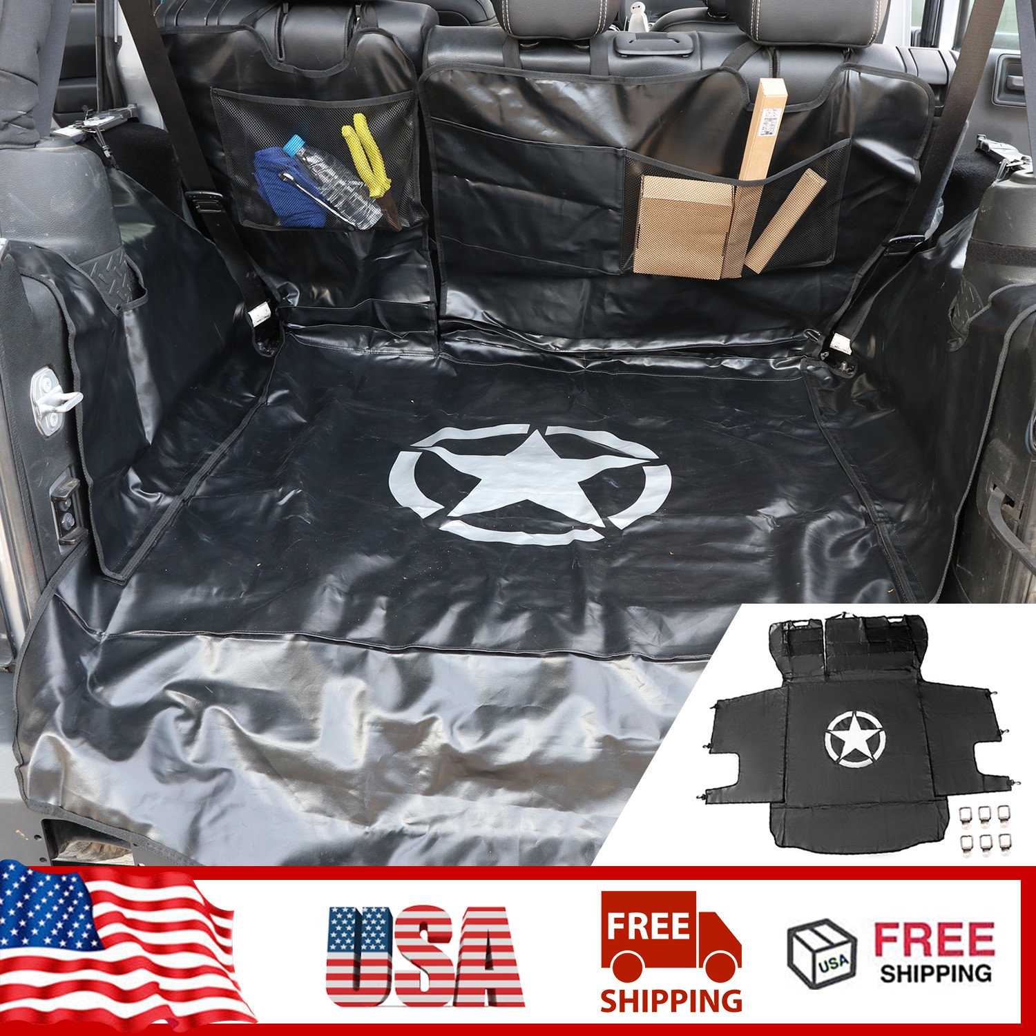 Cargo Liner Cover Waterproof Pet Seat Mat For Jeep Wrangler JK/JL 4 Doors 2007+