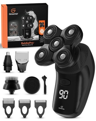 Cordless Bald Head Shaver Kit - Ergonomic Waterproof Electric Razor for Men, Smo