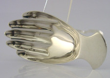 NOVELTY ASPREY ENGLISH STERLING SILVER HAND TEA CADDY SPOON 1991