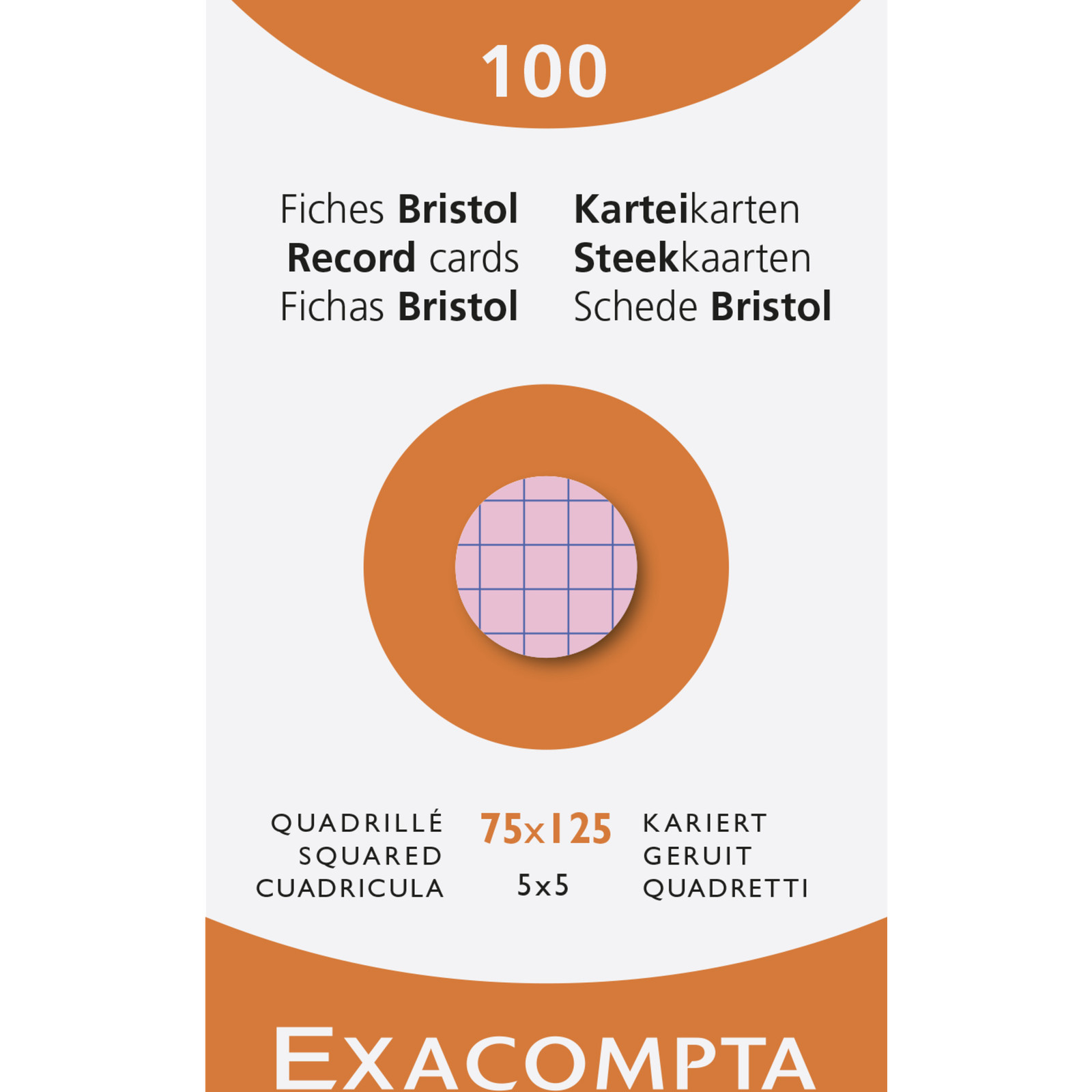 Exacompta fiches bristol 5x5 75x125mm cartonné pour archivage durable