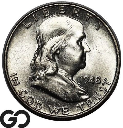 1948 Franklin Half Dollar, Cartwheel Luster, Gem BU++