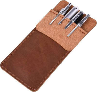 Wisdompro Genuine Leather Heavy Duty Pocket Protector Pen Holder Pouch for Shirt