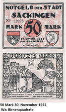 50 marek Miasto Säckingen 30 listopada 1922