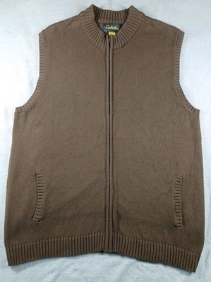 Cabela's Zippered Sweater Vest Brown Mens XL 