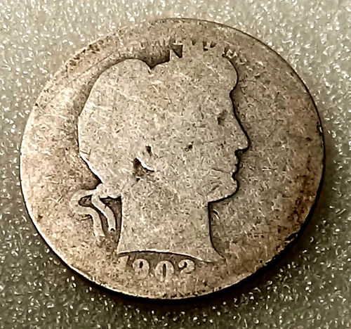 1902 O Barber Quarter - 90% Silver - New Orleans AG