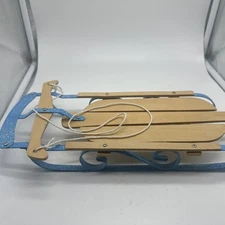 Wood and Metal  Sleigh Sled Decor 13 X 5" Decor Stand Alone Or Centerpiece VTG