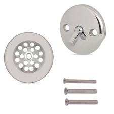 Trip Lever Bathtub Drain Kit with Strainer 2-Hole Overflow Faceplate, Match...